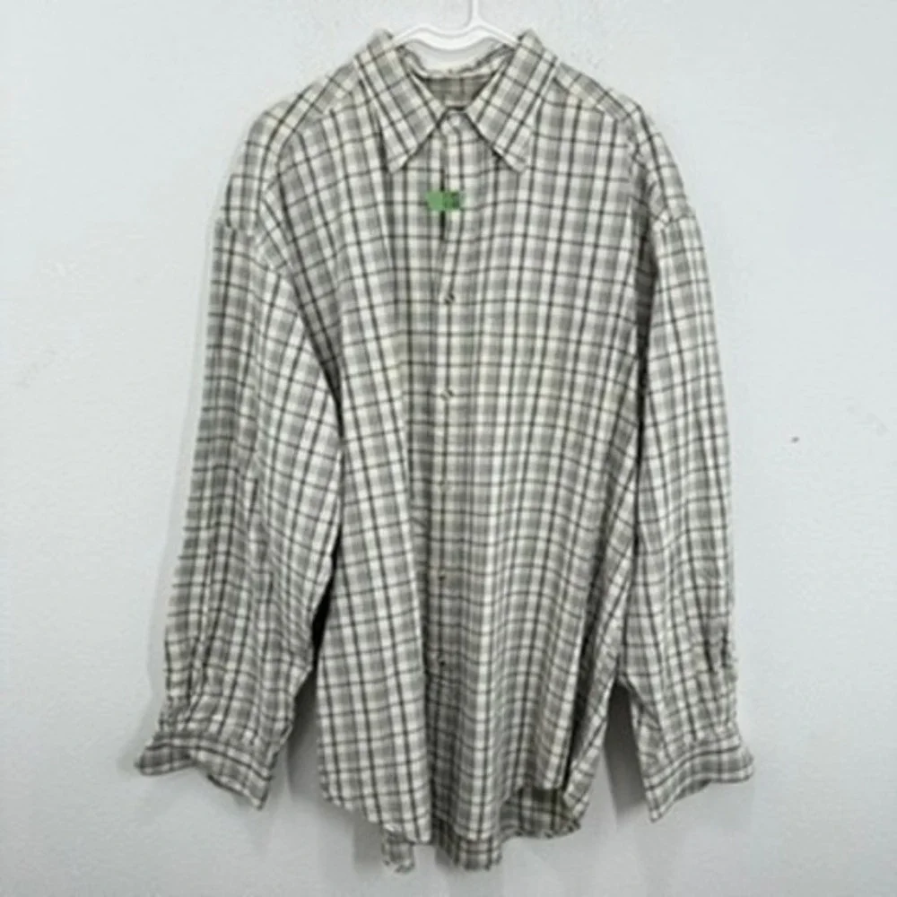 Banana Republic Men's Long Sleeve Grey Plaid Button Down Shirt Casual‎ Workwear